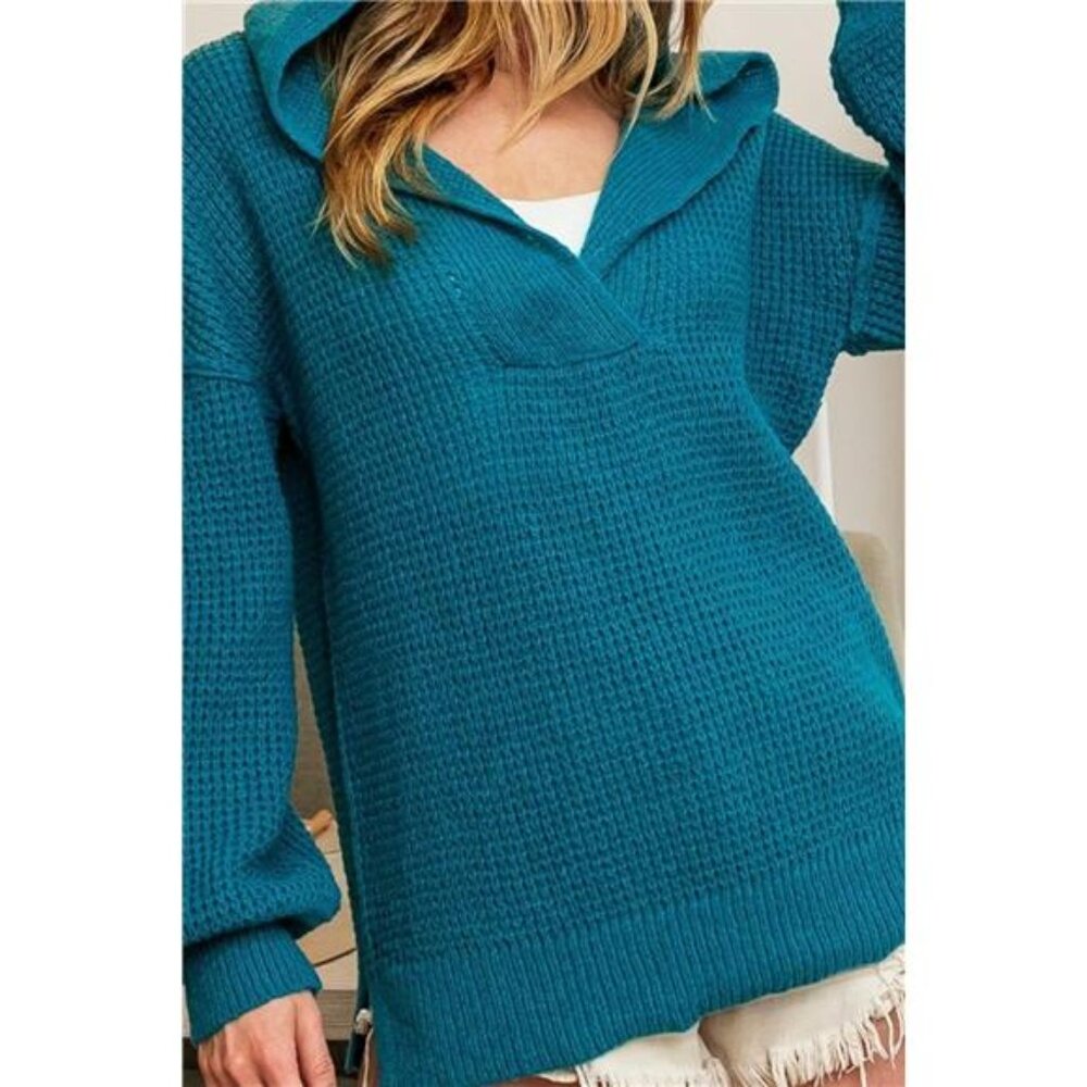 BiBi Raw Edge Detail V-Neck Sweater‎ Hoodie